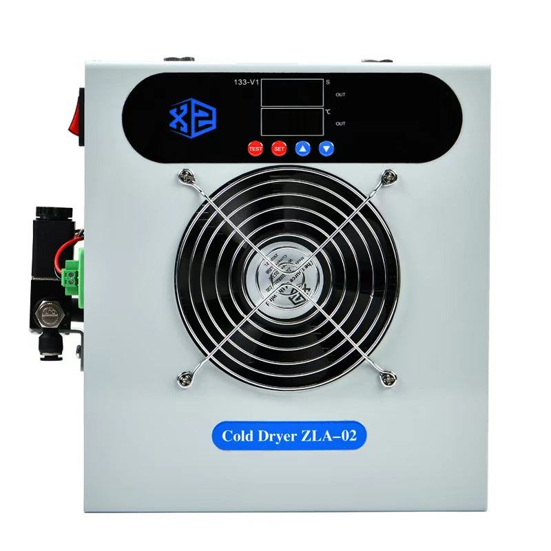 Front view of the cooler’s display, controls and fan grille.